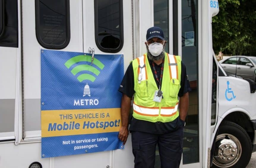 Mobile hot spot sign and driver