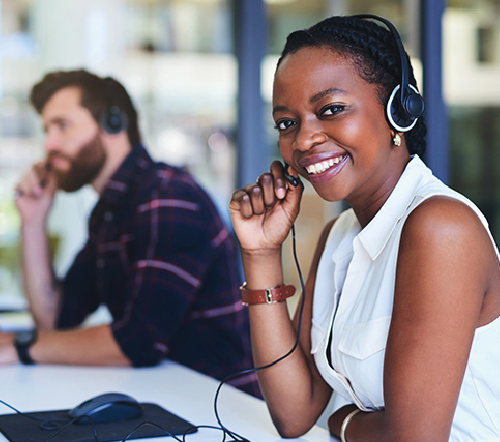 Smiling customer service representative