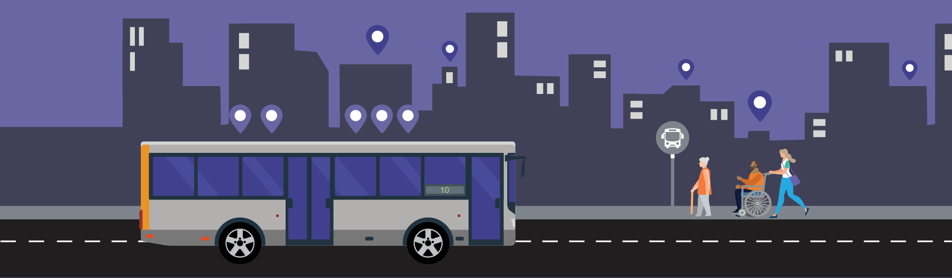 People waiting for the bus at a bus stop