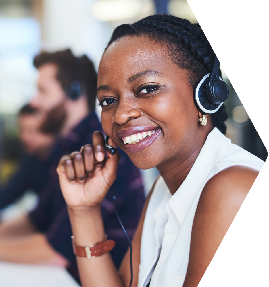 Smiling customer service representative